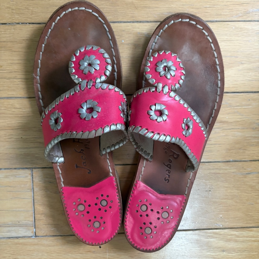 Jack Rogers Pink and Brown Floral Sandals